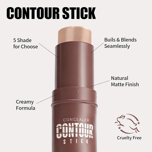 Skiennix Cream Contour Stick - Cool Toned Sculpting Makeup for Natural Definition | Long-Lasting, Buildable Formula (09 Amber)