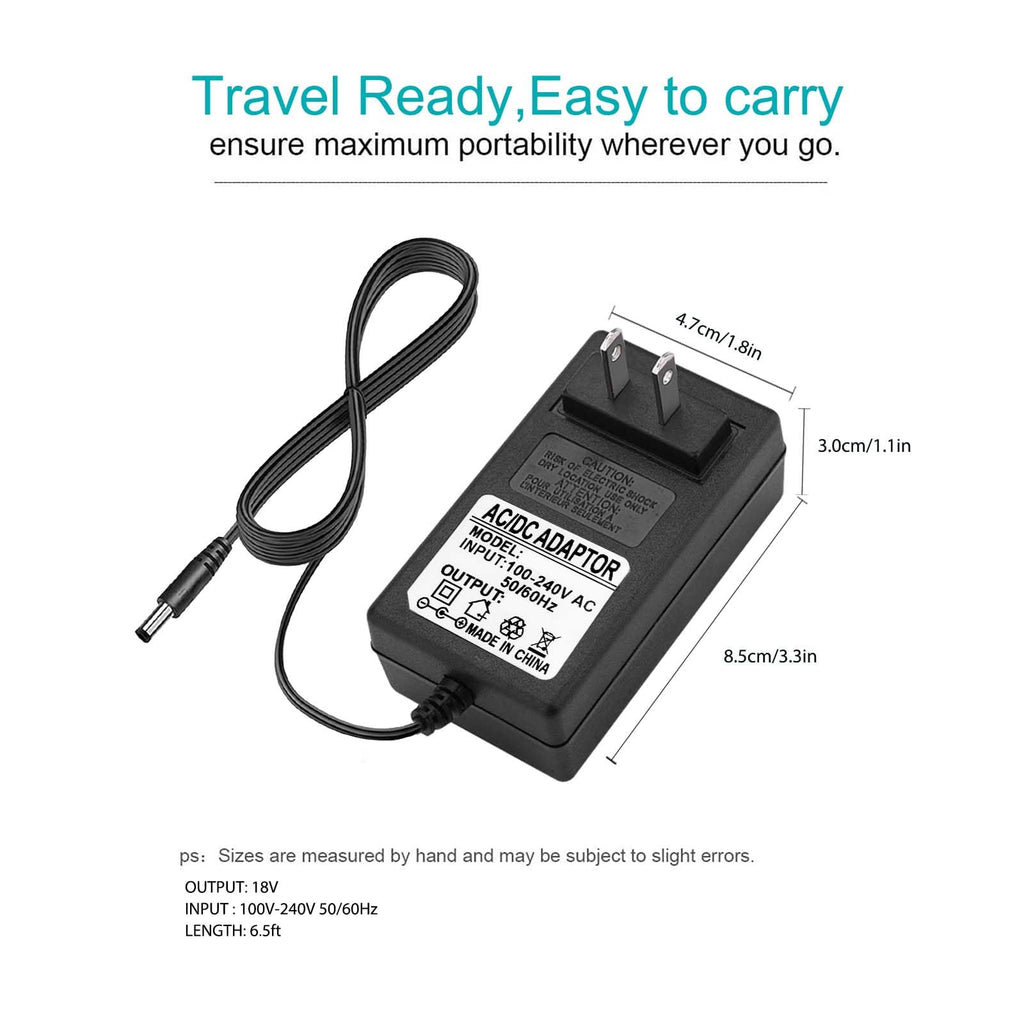RCBCH 18V 2A AC Adapter Power Supply 36W Switching Wall Mounted Power Adapter Compatible with LED Lights Speakers webcams and More DC 3.5x1.35mm 4.0x1.7mm Equipment (6 ft)