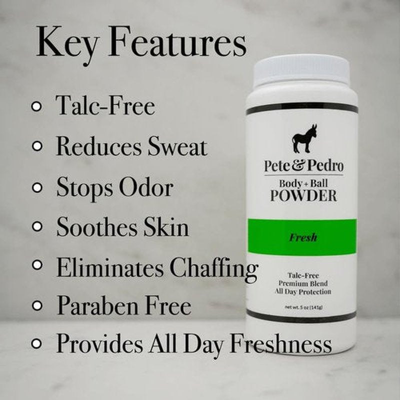 Pete & Pedro Body Powder - Talc-Free Deodorant for Men, Fresh Scent, 4.4 oz | Ideal for Gym & Daily Use