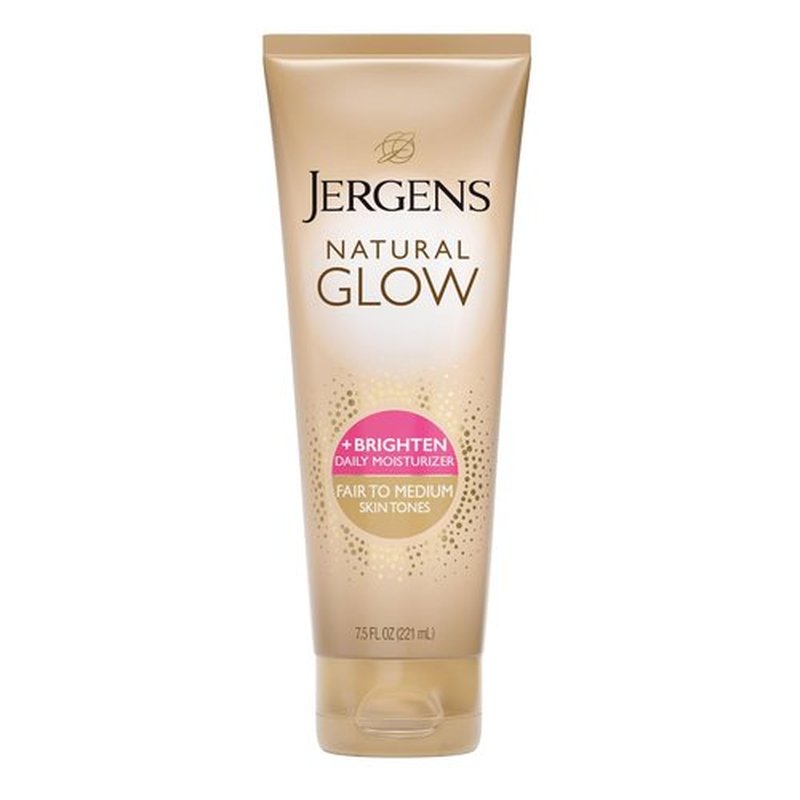 Jergens Natural Glow Self Tanner Lotion - Sunless Tanning for Fair to Medium Skin - 7.5 Oz Daily Moisturizer with Coconut Oil & Vitamin E