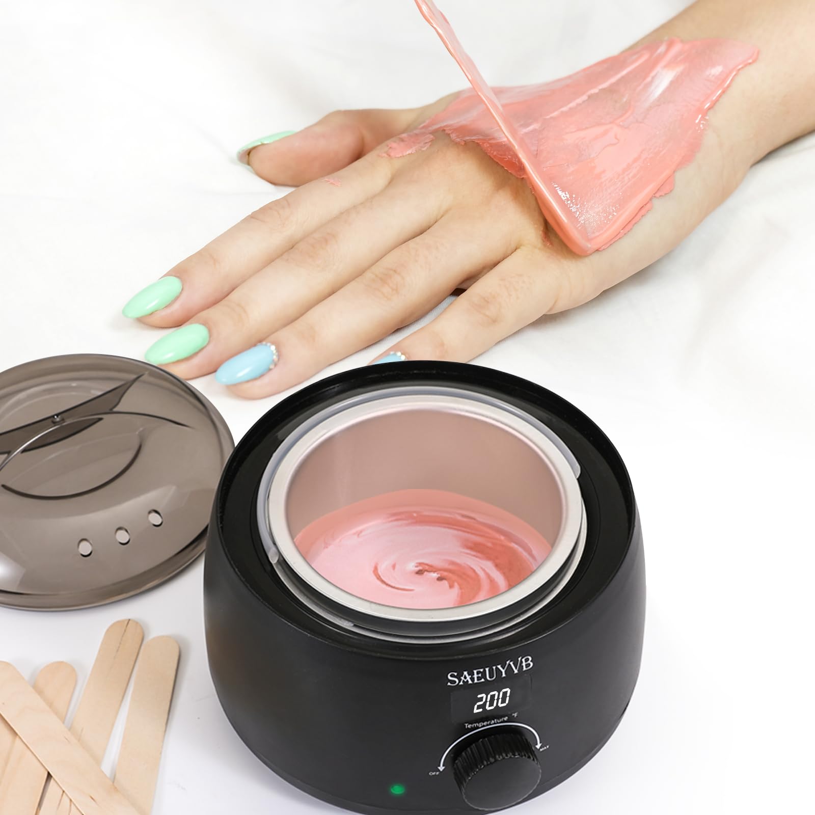 Waxing Kit for Women - Premium Hot Melt Hard Wax Warmer for Hair Removal, Eyebrow, Bikini, Legs, Face, Brazilian Wax - Machine, 5-Pack Beads, Accessories, Black