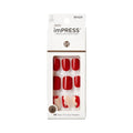 KISS imPRESS Press-On Manicure Fake Nails – Adore You, Short, Square, Red, Easy Press On, Chip Proof, Smudge Proof, Waterproof, No Dry Time, Comfortable & Secure, Super Hold Adhesive | 30 Count