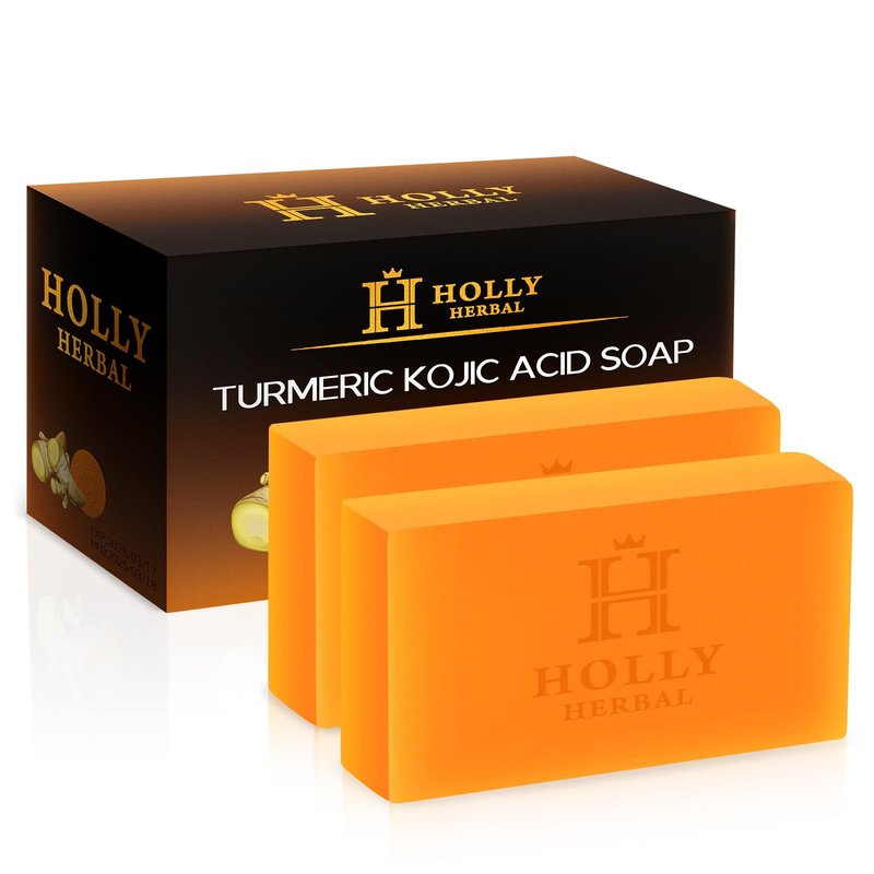 XXL 2 Pack Turmeric Soap Bar - Kojic Acid Soap Dark Spot Remover & Scars - Original Japanese Complex Vitamin C Collagen Shea Butter Retinol Acid Dark Spot Remover for Face Body Skin