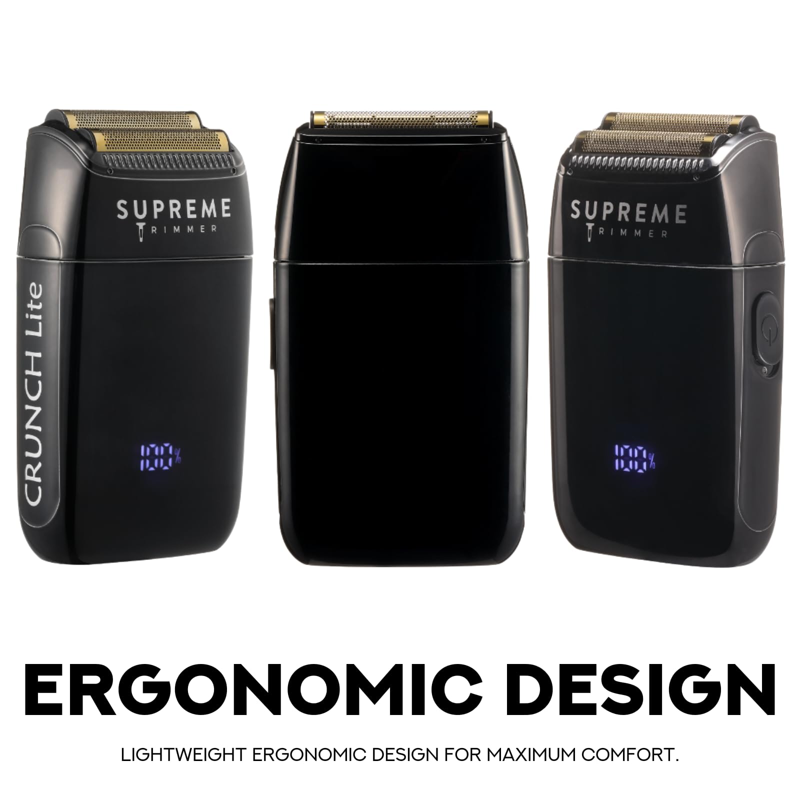 Supreme Trimmer Crunch Lite STF600 | Professional Double Foil Shaver for Men | Cordless & Corded, 60 Min Runtime, Hidden LED Display | Barber Face & Head Finishing Razor