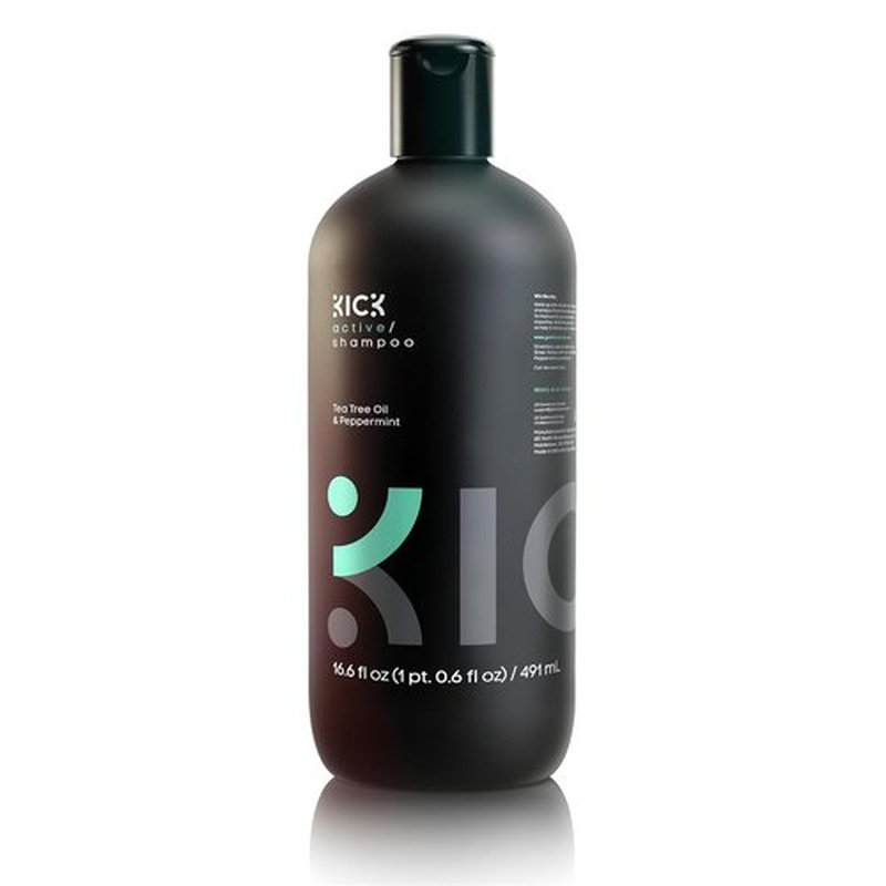 Kick Mens Shampoo - Peppermint & Tea Tree Oil Control - Sulfate-Free Anti-Dandruff Formula - 16.6oz