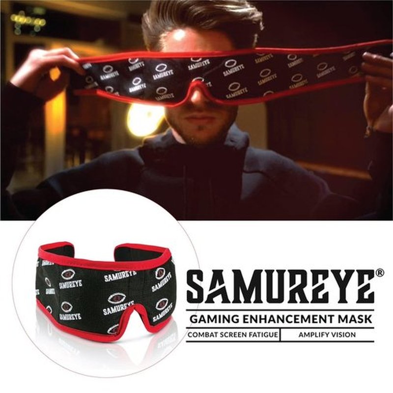 Bruder Samureye Gaming Enhancement Mask l Microwaveable moist heat mask l Improve gaming performance l Faster Reaction Times l Rejuvenates and Refreshes Eyes l Comfortable adjustable and hand washable