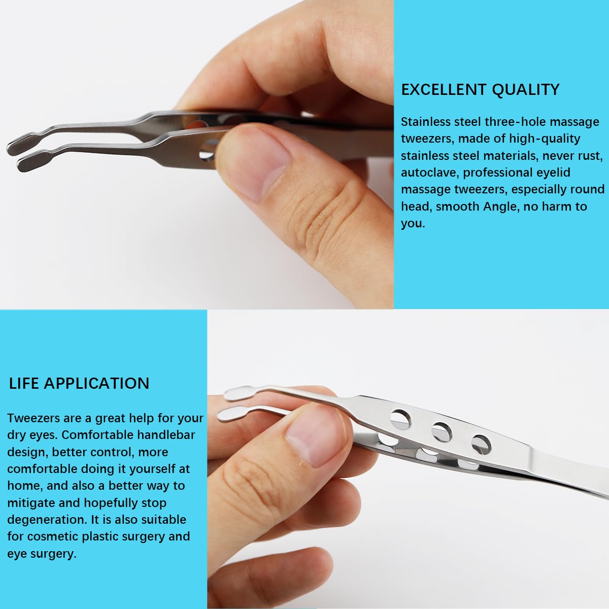 Expressor Forceps Stainless Steel Arita, Meibomian Gland Expressor Eyelid Massage Professional Face Care Craft Tools Forceps Eyelid Forceps for Dredge Gland Secretory Duct of Eyelid