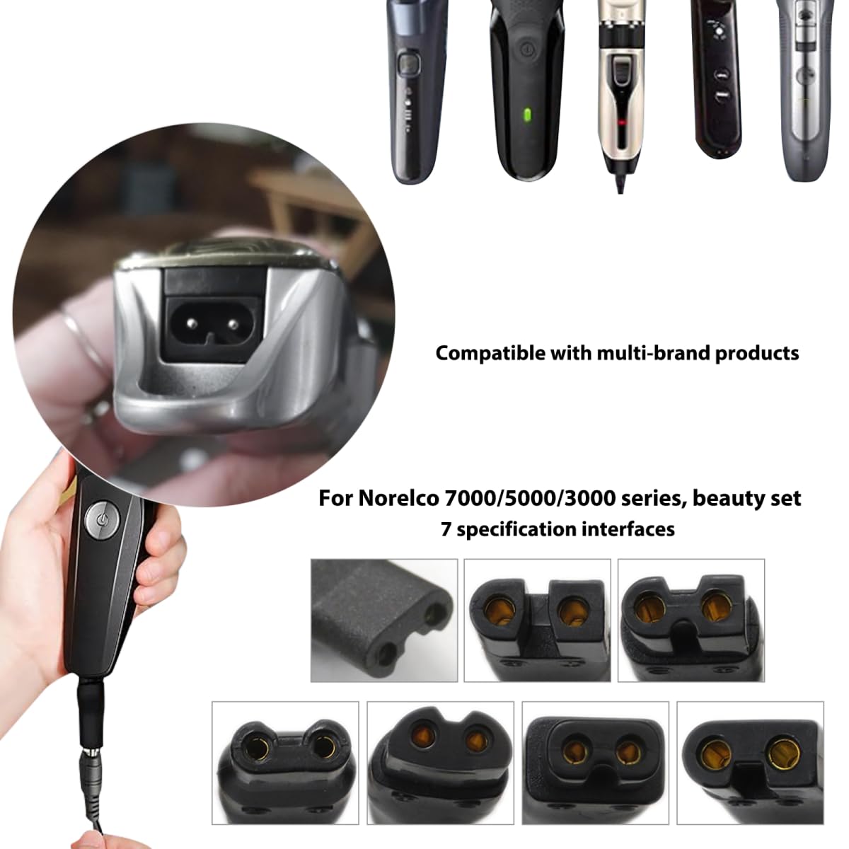 Qblahip Universal Replacement Charger USB Adapter for Various Brands Electric Hairdressers/Electric Dog Clippers/Electric Shavers/Hair Clippers/Razor, Compatible Voltage 3.7V - 5V with 6 Adapter Plug
