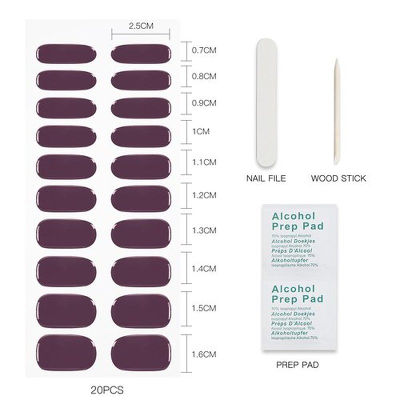 JMEOWIO Gel Nail Stickers Wine Red Purple Semi Cured Gel Nail Strips Wraps UV/LED Nails Art Design Decoration Accessories