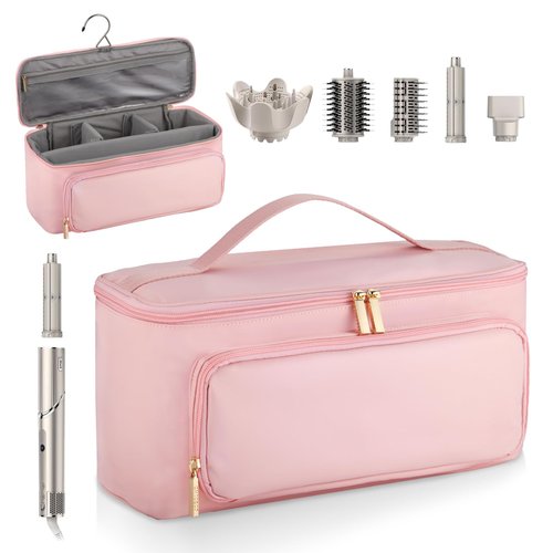 CHICECO Hair Tool Travel Bag for Shark FlexStyle Airwrap Hair Dryer and Styling Accessories Tools Storage Bag, Waterproof Travel Carrying Case Hair Tool Organizer, Gift for Women (Pink)