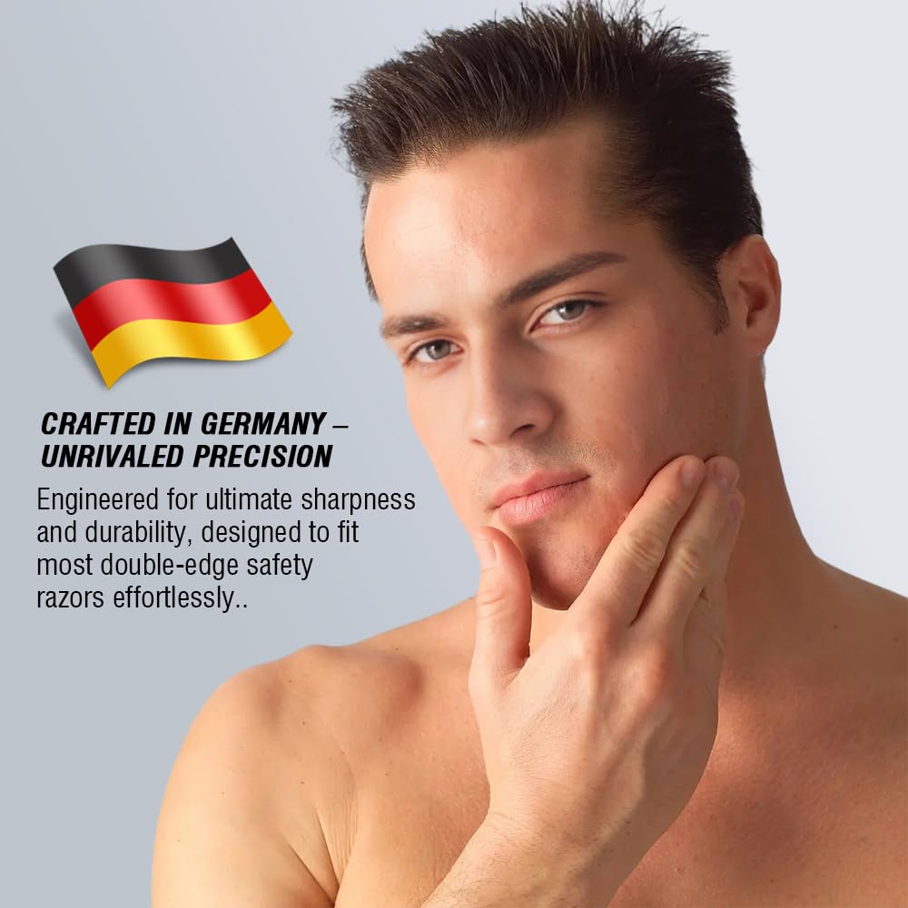 German Solingen Double Edge Razor Blades，1 Count Safety Platinum Shave(Pack of 10)