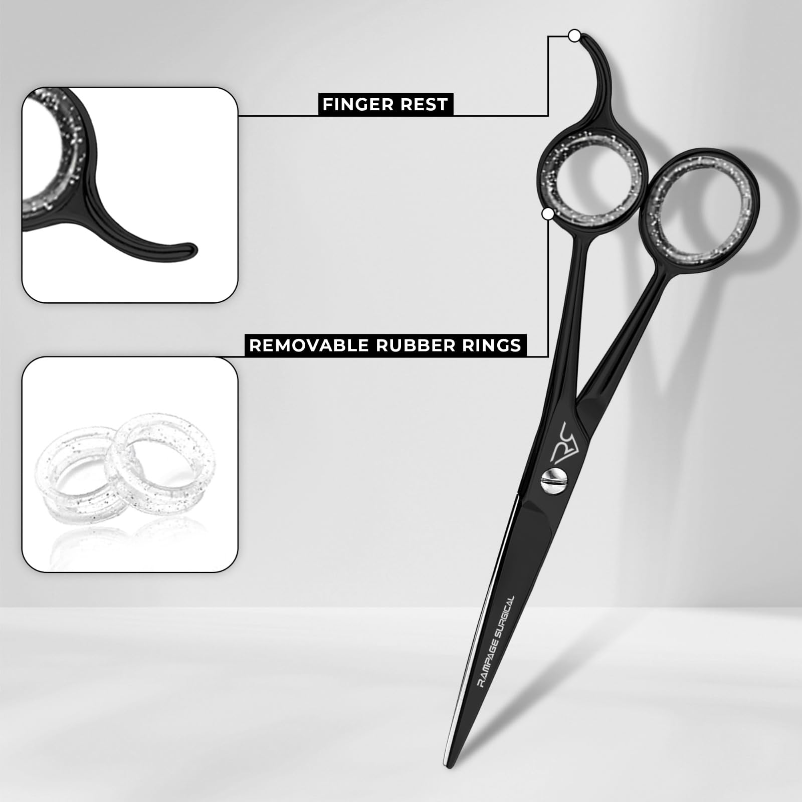 Professional Hairdresser Scissors 6.5" Inch Black Hair Cutting Shears Japanese Stainless Steel Salon Barber Scissors (Black- B-6)
