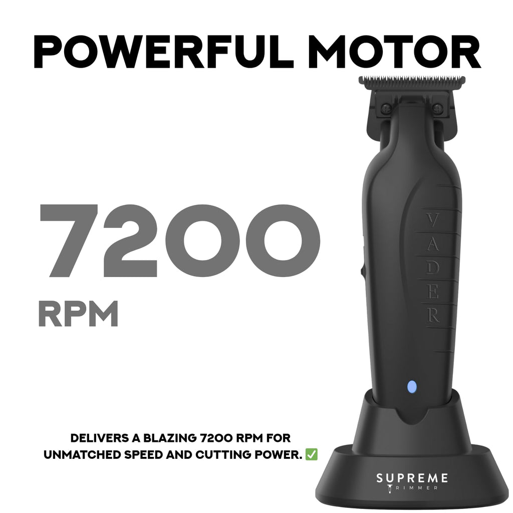 Supreme Trimmer Vader ST3778 – Professional Cordless Barber Liner | 210 Min Runtime, 7000 RPM Motor, Zero Gap DLC T-Blade, USB-C Fast Charging | Beard, Hair & Body