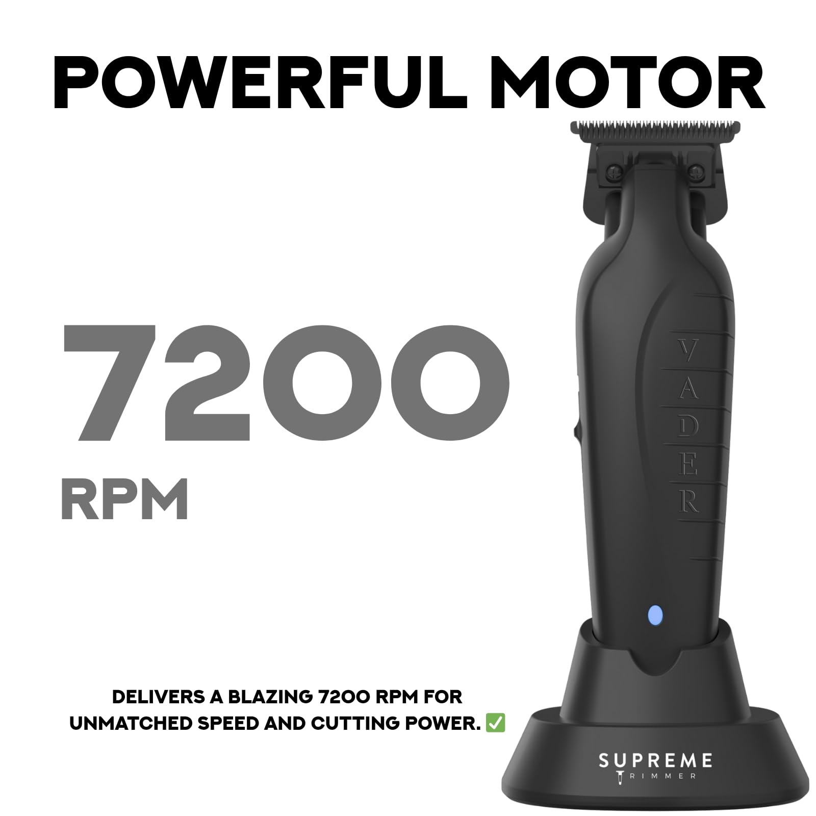 Supreme Trimmer Vader Trimmer ST3778 (210 Min Run Time) Beard Trimmer for Men, Professional Barber Liner Cordless Hair Clipper w/Additional DLC T-Blade - Black Bundle