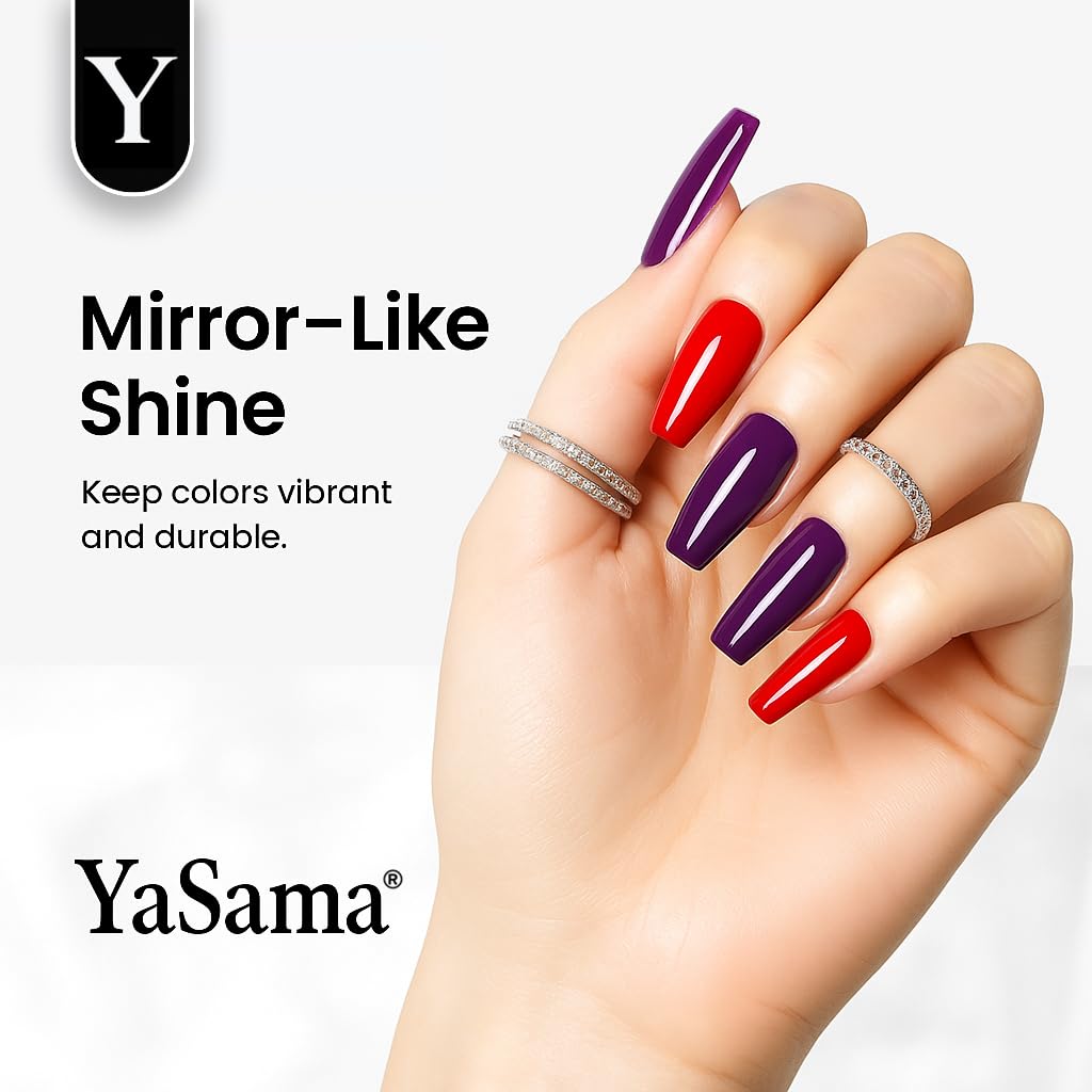 YaSama Extra Glossy Clear No-Wipe Gel Top Coat 15ml – HEMA-Free Soak-Off UV/LED Gel, Non-Yellowing High-Gloss Finish, Self-Leveling, Scratch-Resistant & Chip-Resistant, Long-Lasting 28+ Salon Quality
