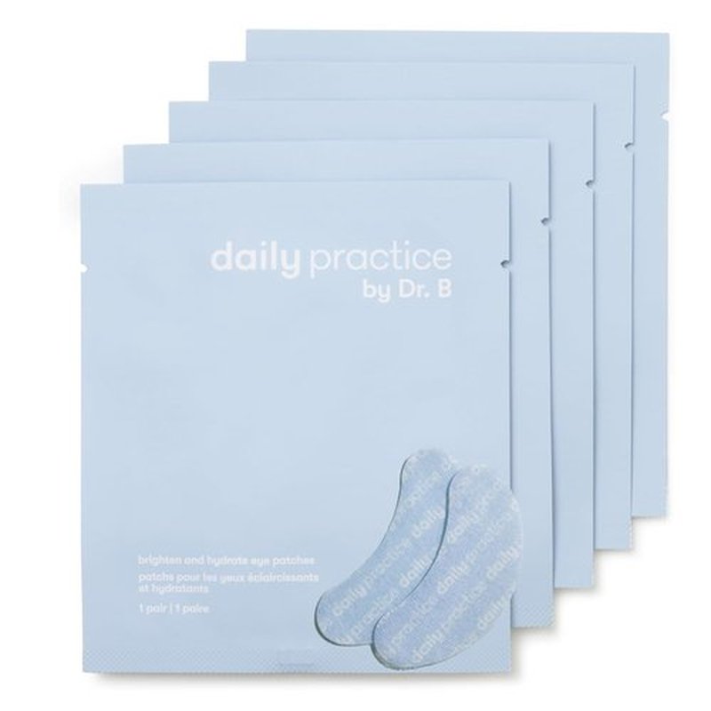 Dr. B Daily Practice Brightening & Hydrating Under Eye Patches - Cooling Hydrogel Masks for Dark Circles & Puffiness | 5 Pack (1 Pair Each)