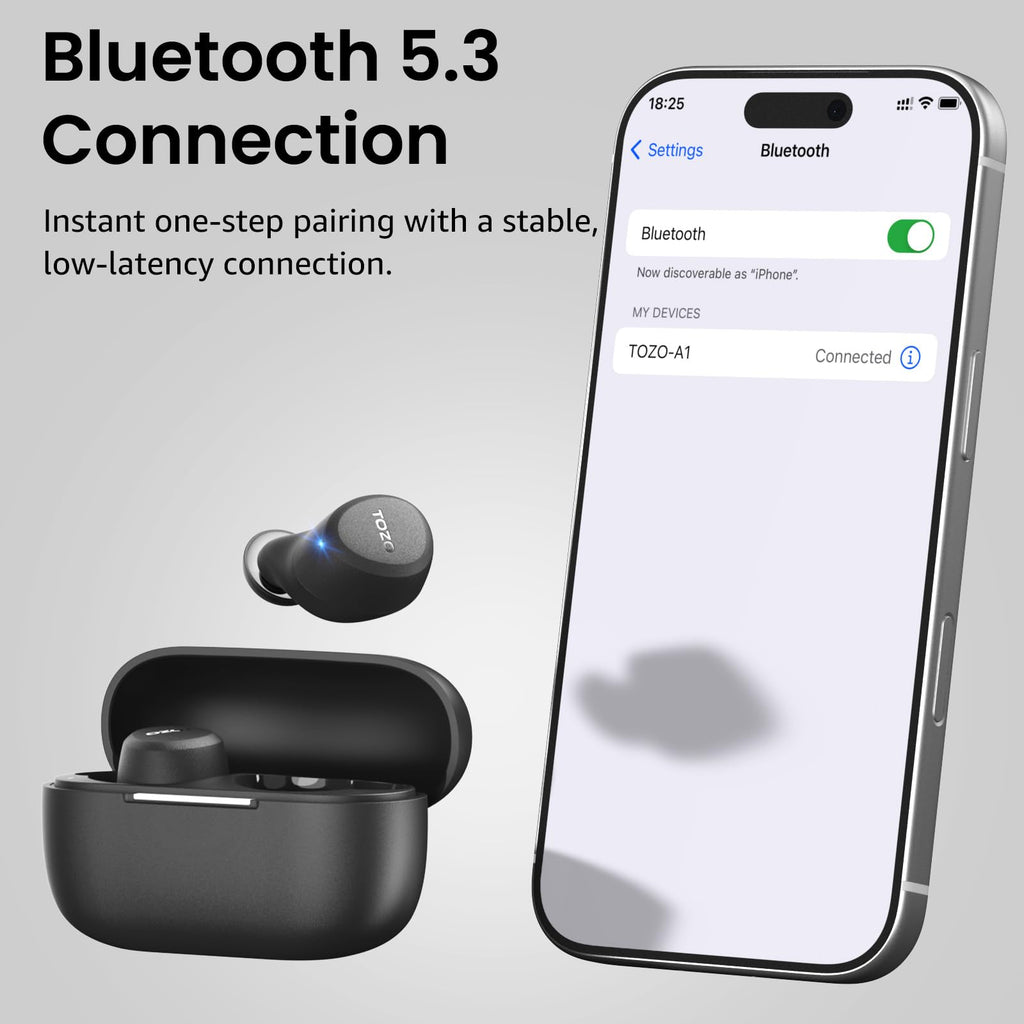 TOZO A1 Wireless Earbuds Bluetooth 5.3 Light Weight in Ear Headphones