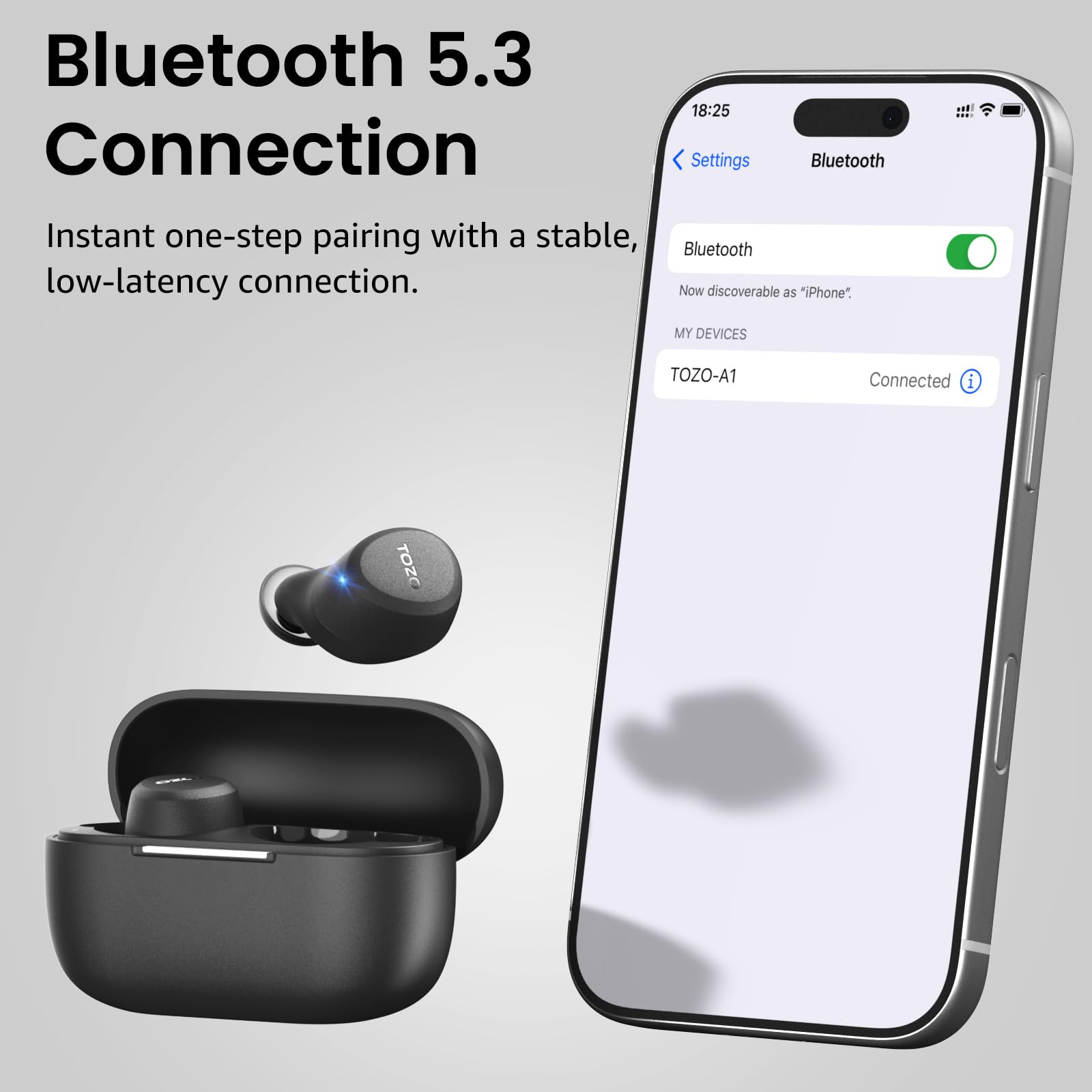 TOZO A1 Wireless Earbuds Bluetooth 5.3 Light Weight in Ear Headphones
