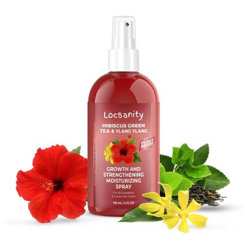 Locsanity Hibiscus Green Tea Hair Growth Spray for Dreadlocks and Loose Hairstyles Hair Care Treatment – Trial Size Loc Moisturizer for Thicker, Fuller, Longer Hair (4oz)