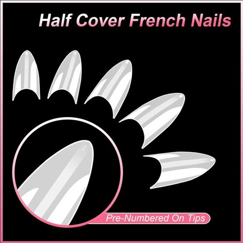 Short Stiletto Nail Tips Natural Nail Tips Half Cover MEKK 600PCS Acrylic False Nail Tips Fake Nail Tips for Nail Salons and DIY Nail Art at Home,10Sizes