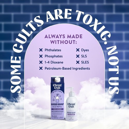 Bundle of Cleancult - Liquid Hand Soap Refills - Wild Lavender - 32 oz/1 Pack + Moisturizing Liquid Hand Soap - Refillable Aluminum Bottle - 12 oz