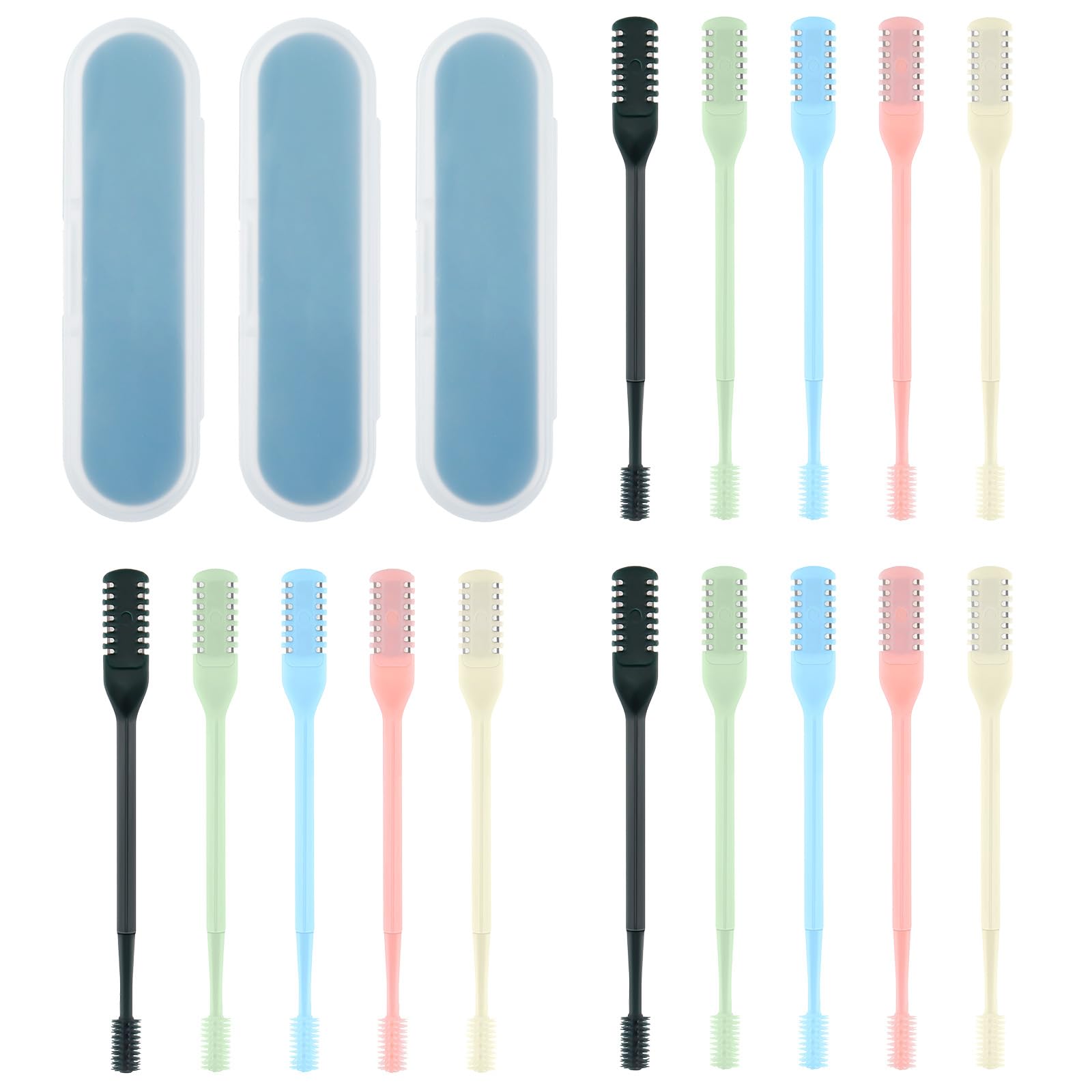 Elegaperma 15 Pcs Manual Nasal Hair Cutter for Women,2 in 1 Nose Hair Razor,Portable 360° Rotating Manual Nose Hairs Trimmer for Women,Double Sided Nasal Hairs Cutters for Men with Cleaning Brush