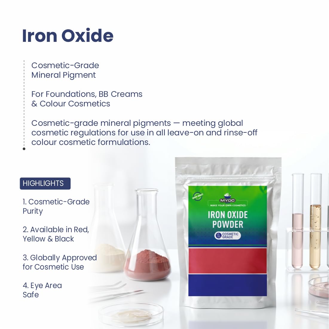 MYOC Iron Oxide Powder (50 g / 1.76 oz) - Cosmetic Grade For DIY Makeup Soap Coloring & Cosmetic Formulations