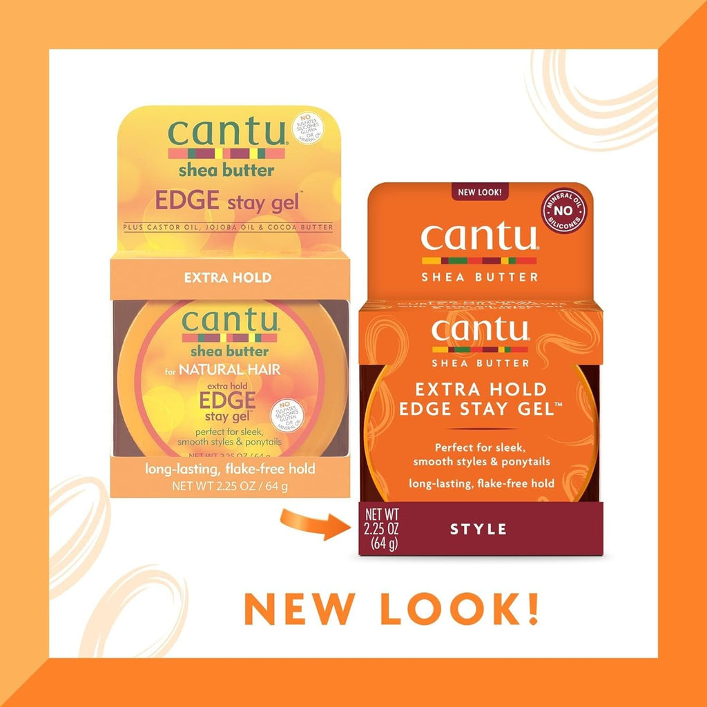 Cantu Extra Hold Edge Stay Gel with Shea Butter, 2.25 oz (Packaging May Vary) (Pack of 2)