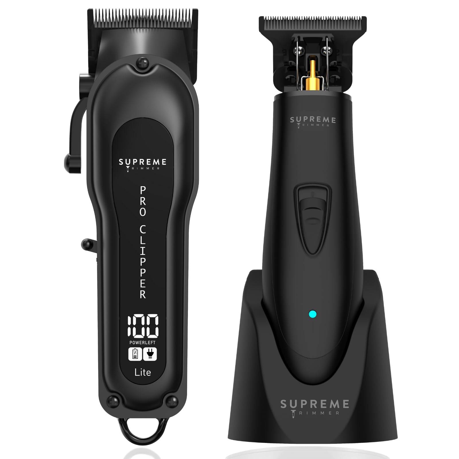 Supreme Trimmer Pro Clipper All Metal w/Taper Blade | 300 Min Run Time Professional Hair Clipper Set, Cordless Beard Trimmer | STC5030 Black