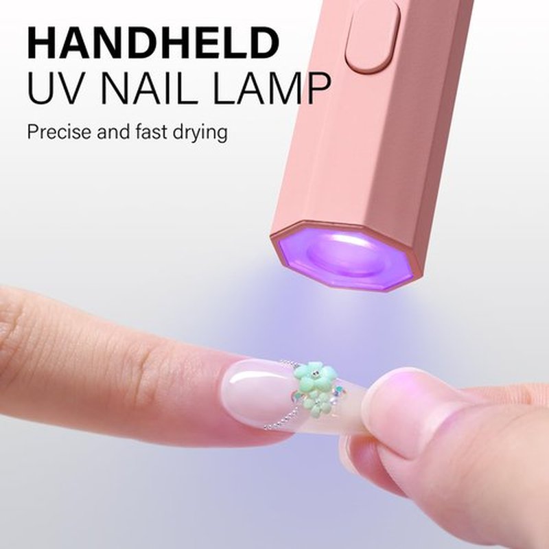 AILLSA Handheld UV Light for Gel Nails, Flash Cure LED Nail Lamp, Mini Portable Cordless for Fast Drying Home Salon (Pink)