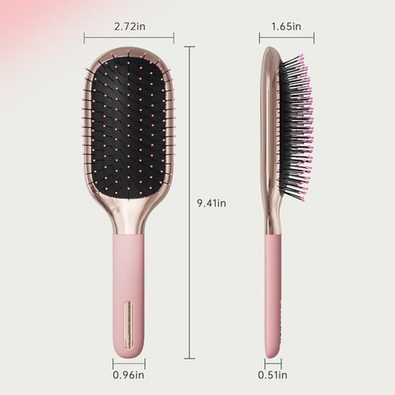 MELBANG Detangling Hair Brush for Thin & Damaged Hair - Paddle Brush with Soft Cushion Bristles for Wet & Dry Use, Smoothing & Pain-Free Detangling (Pink)