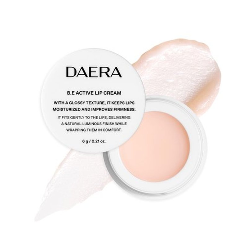 Daera B.E Active Lip Cream 6g, Hydrating, Moisturizing and Plumping Korean Overnight Sleeping Mask for Dry Lips, Glossy Finish, Natural Ingredients, Non-Irritating, Gentle for Sensitive Skin