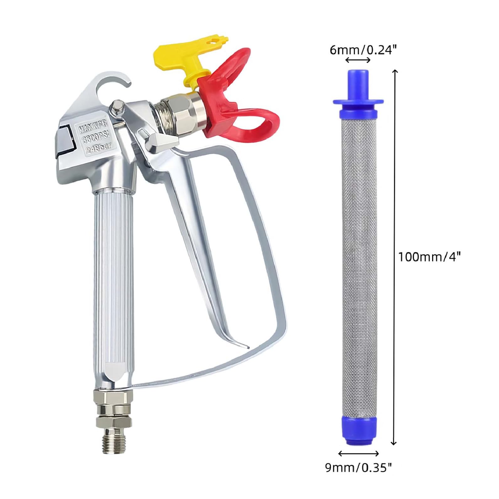 HSKLAADC (8pc) 288749 Spray Gun Filters and (2pc) 288716 Inlet Suction Strainer，fits for Graco SG10, SG20, SG Pro Series Airless Paint Spray Sprayer Replacement Parts