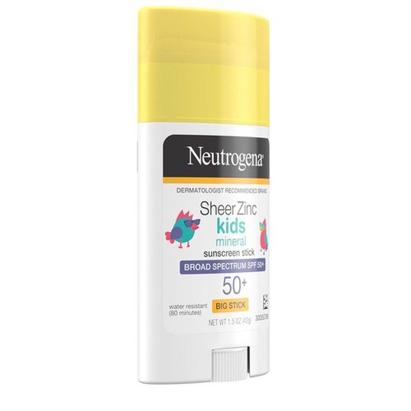 Neutrogena Kids Mineral Sunscreen Stick - Broad Spectrum SPF 50+ | Water-Resistant & Residue-Free, 1.5 oz