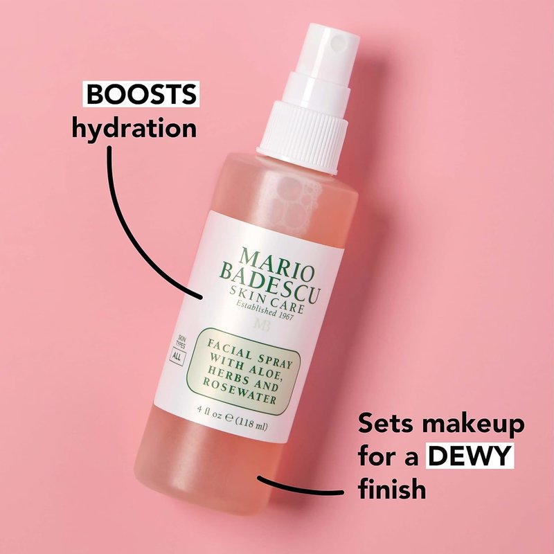 Mario Badescu Facial Spray Aloe, Rose Water and Chamomile - Lavender Duo for Face, Neck or Hair, Cooling and Hydrating Face Mist for All Skin Types, Dewy Finish, 4 Fl Oz (Pack of 2)
