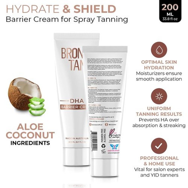 Bronze Tan DHA Spray Tan Barrier Cream - Hydrating Barrier for Even Spray Tans - 200ml