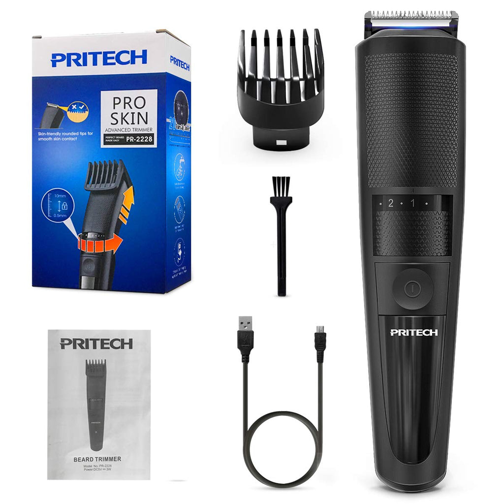 PRITECH Electric Hair Clipper Cordless Beard Trimmer for Men Professional Barber Clippers, Hair Clipper with Comb Attachment and 20 Adjustable Settings, Washable Black