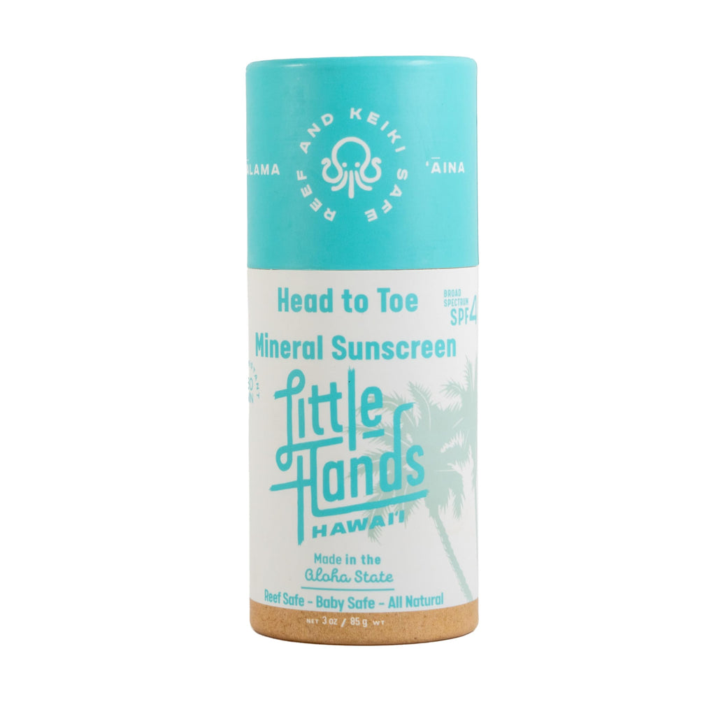 Little Hands Hawaii Mineral Sunscreen Stick SPF 40+ (3 oz) – Reef Safe Zinc Oxide Sunscreen for Face & Body, Water Resistant 80 Minutes, Biodegradable Push-Up Tube, Made in Hawaiii