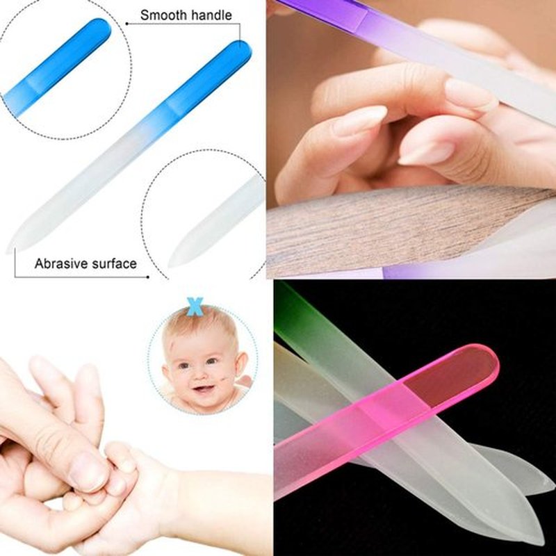 12 Pack Glass Nail Files with Case Crystal Glass Fingernail Files Double Sided Glass Nail File Mixed Color Manicure Set Christmas Gifts Stocking Stuffers