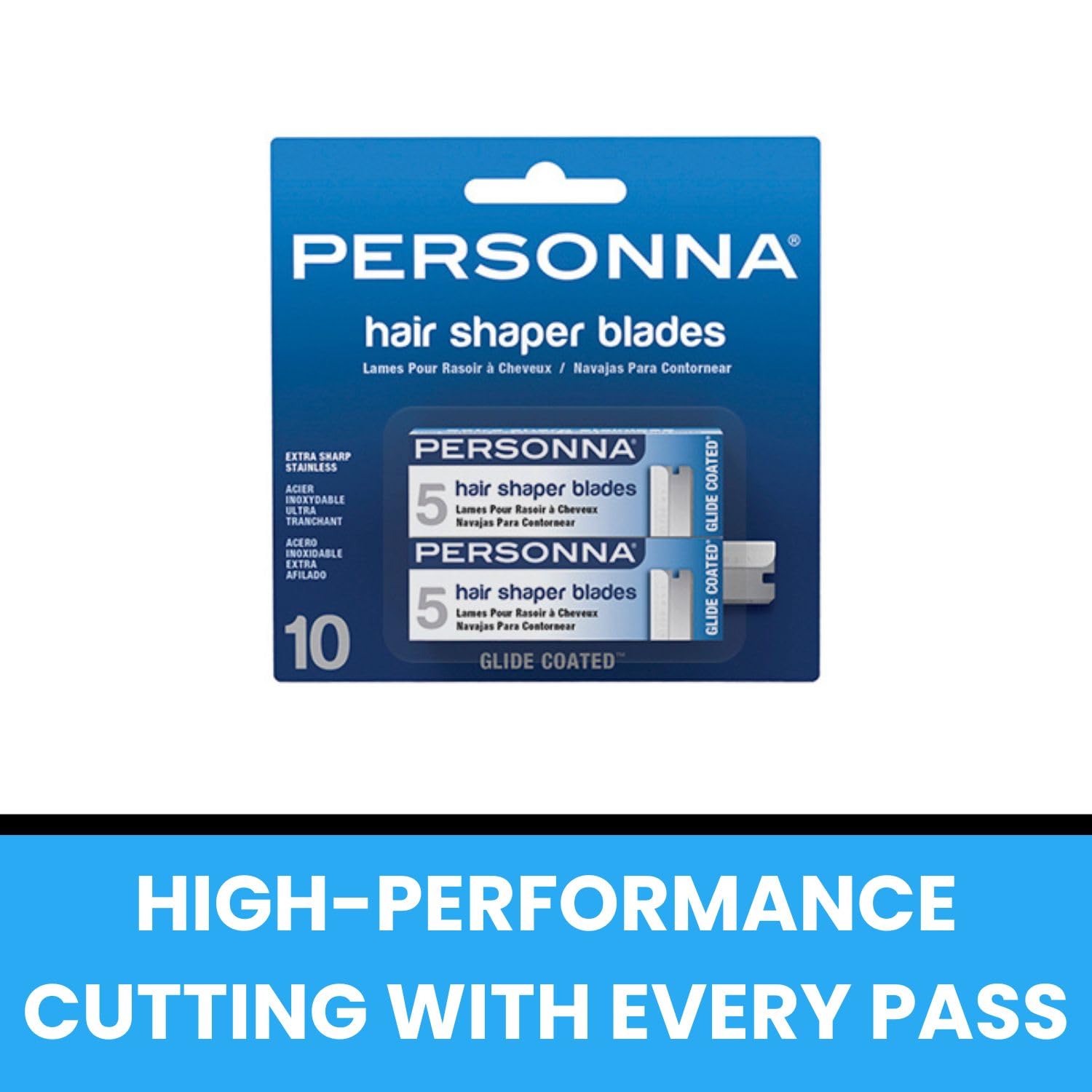AccuTec Personna Hair Shaper Blade 12 CD/CT - 12 CT/CS - 5-Pack - Stainless Steel Blade, 2.25 Inch Length, 0.625 Inch Width - 60-0226-NUPC