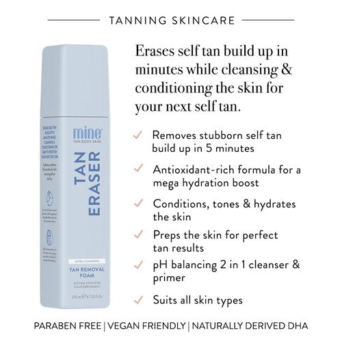 Minetan Self Tan Eraser Foam - Quick 5-Minute Application | Ultra Hydrating Tanning Mousse Remover, 6.7 Fl Oz