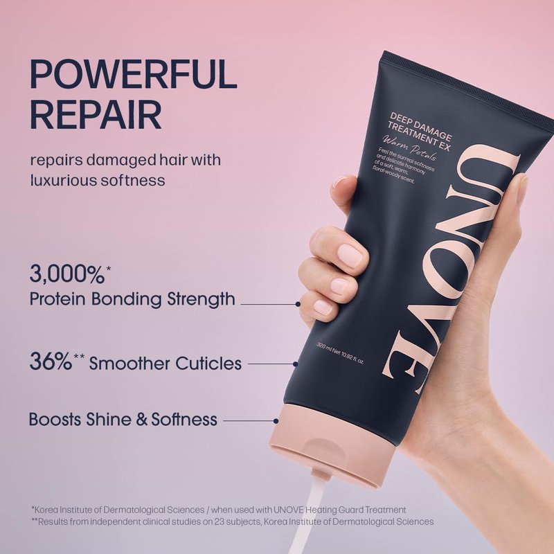 UNOVE Deep Damage Repair Hair Mask - Protein Treatment for Damaged Hair | Deep Conditioning & Keratin Care | Warm Petal, 10.82 fl oz