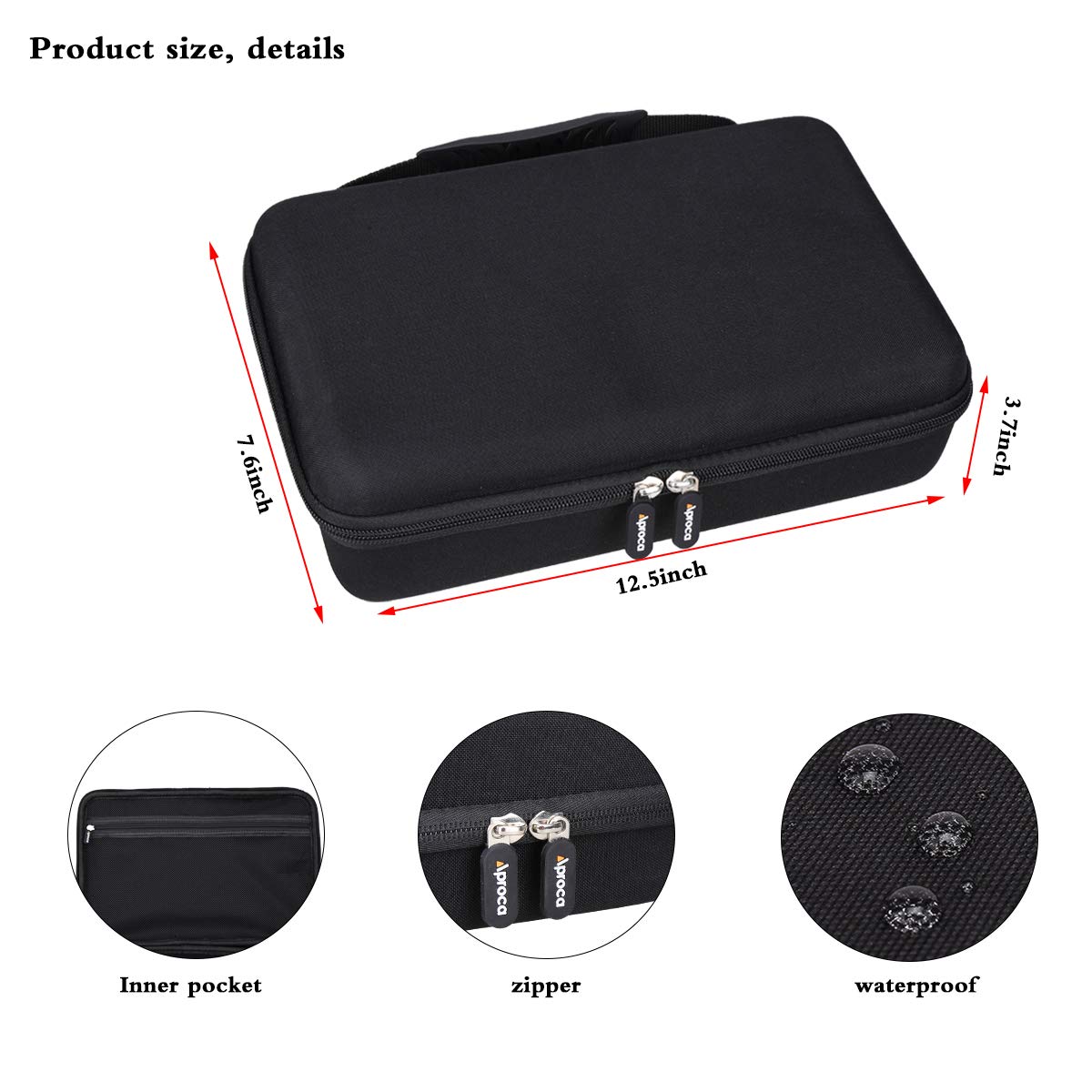 Aproca Case Compatible with Brother P-Touch PT- D610BT / PTD600 Business Professional Connected Label Maker, Portable Storage Bag for Accessories (Black-New Version)