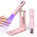 mlogiroa UV Nail Lamp with Stand Foldable,360°Adjustable Rotation,Portable,Relax Hands,Pink Flash Cure Lamp,for Gel Polish Home DIY Salon Women Painting Manicure