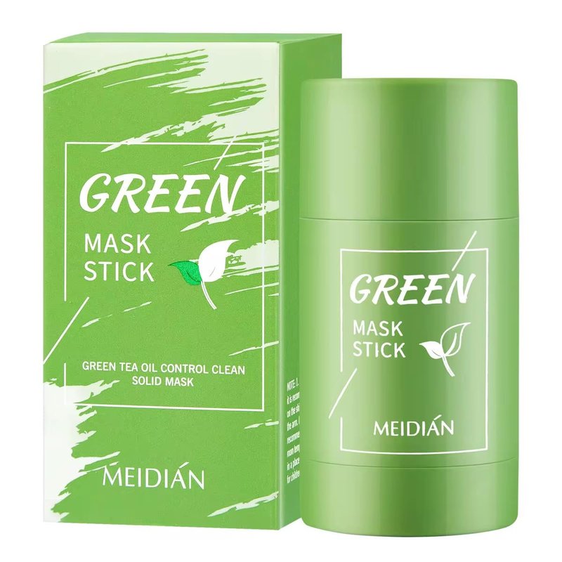 Meidiian Green Tea oil control clean solid Mask Stick for Face, Blackhead Remover with Green Tea Extract, Green Mask Stick for Face Moisturizing, Deep Pore Cleansing for All Skin Types