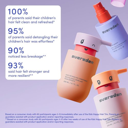 Evereden Kids Haircare Set - Hair Detangling Shampoo & Conditioner for Ages 3+ | Vegan, Sulfate-Free, Argan Oil