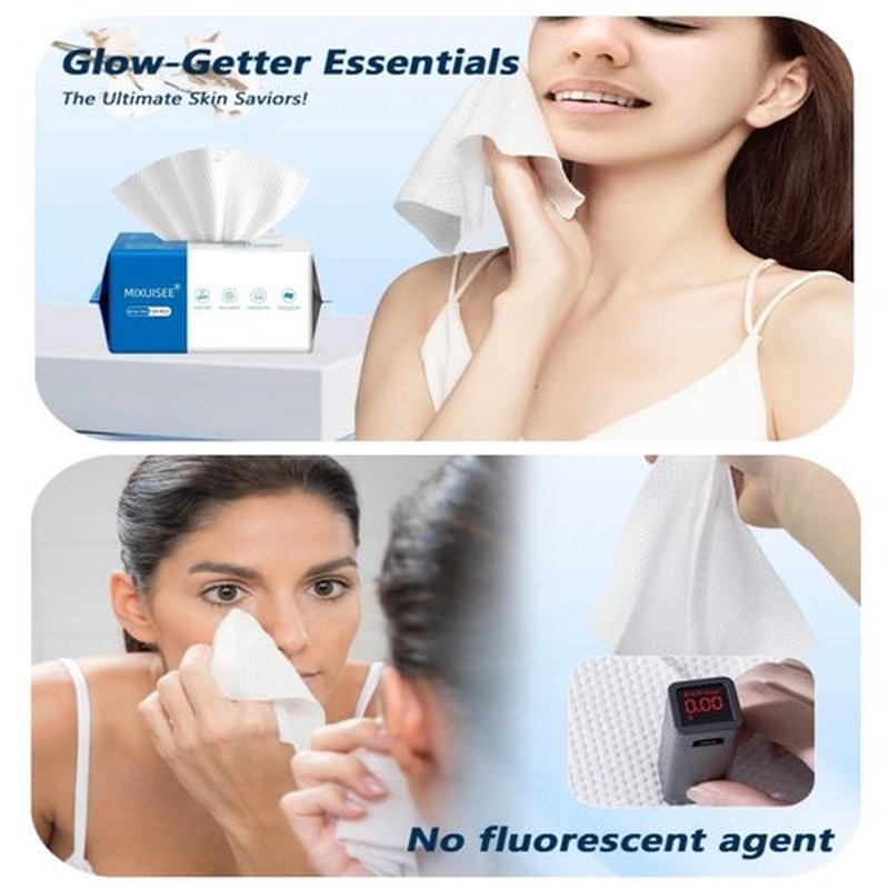 Disposable face towel,MIXUISEE thick and soft face towels,100% cotton face towels,super thick 150%. Suitable for makeup removal and cleansing, and applicable to sensitive skin(Extra thick 150 pieces)