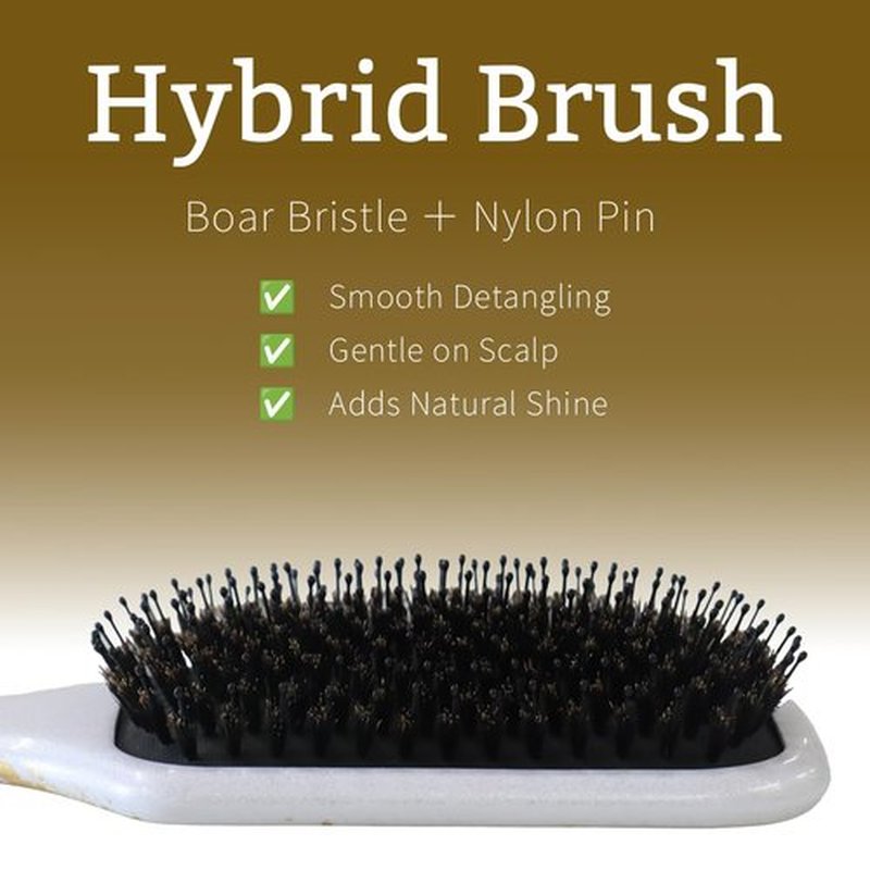aisen Japan - Boar Bristle Hair Brush – Japanese Urushi Lacquer Paddle, Smoothing & Anti-Frizz, Scalp Massage Detangler, Elegant Gift Box, Made in Japan (Pearl White)