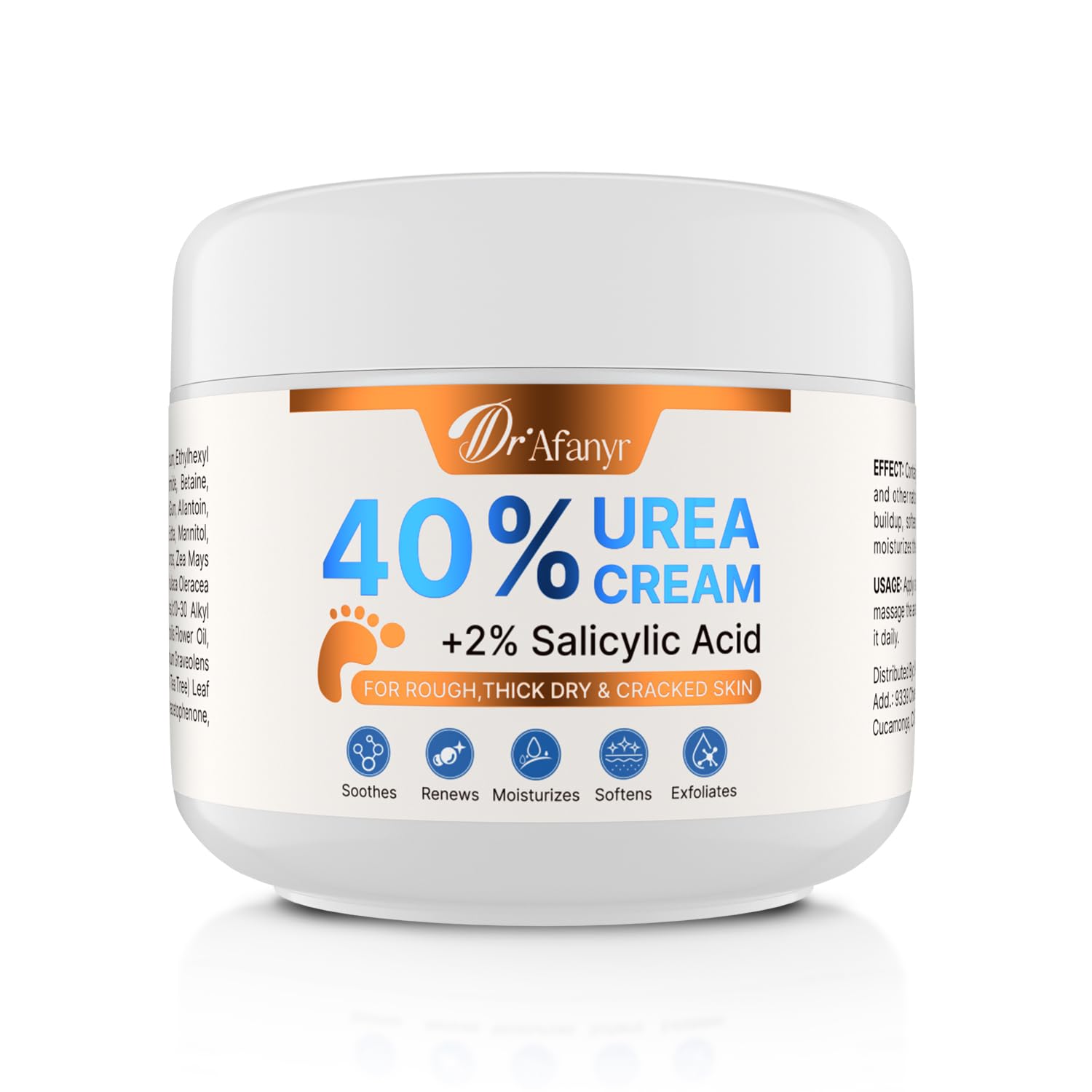 DR.Afanyr 40% Urea Cream for Feet – Foot Cream with 2% Salicylic Acid for Dry Cracked Heels and Feet, Formulated with Shea Butter, Tea Tree Oil for Deep Moisturizing(5.29oz)