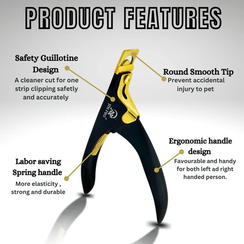 Professional Acrylic False Nail Clippers for Acrylic Nails, Black/Gold Nail Tip Cutter Nail Manicure Tool for Salon Home Nail Art - JIM PRO